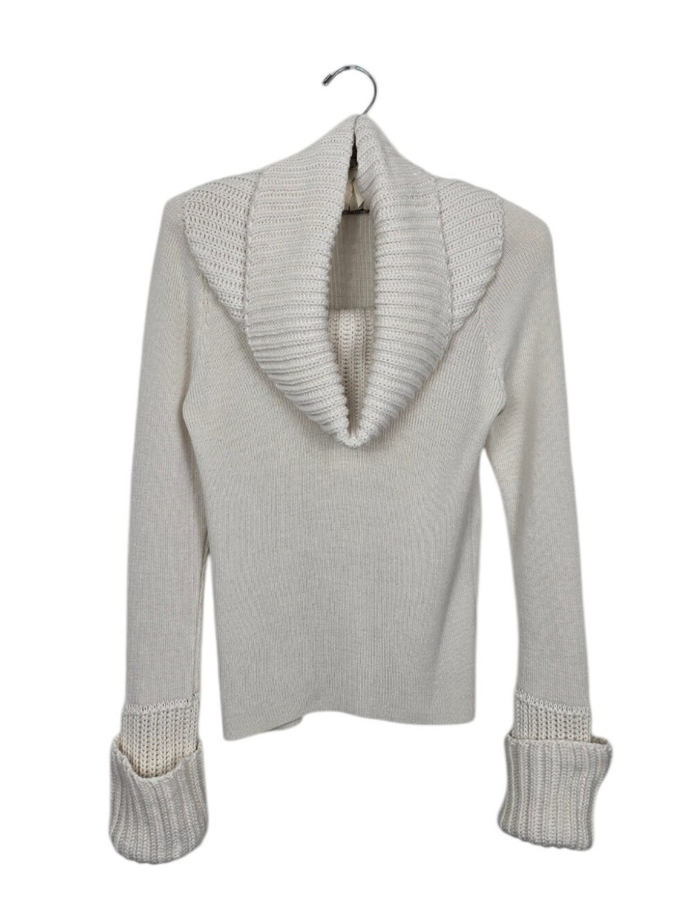 Vintage Miu Miu Cream Virgin Wool Blend Oversized Cowl Neck Sweater Italy XS/S